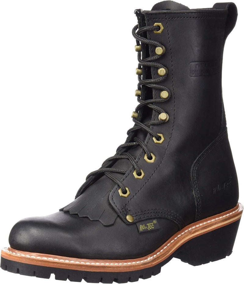 Ad Tec Store Mens 10in Fireman Logger Certified Work Boots, Black - Full Grain Oiled Leather, Non Slip Rubber Outsole & Fire Resistant Footwear - Image 1